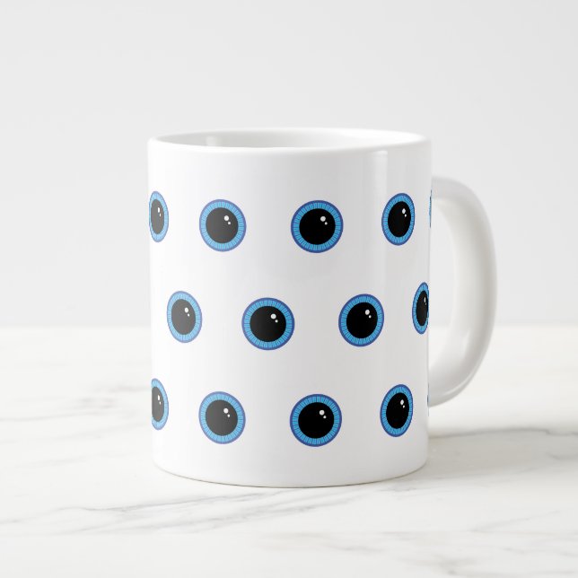 Caneca De Café Grande Olhos Azuis Engraçados (Frente Esquerda)