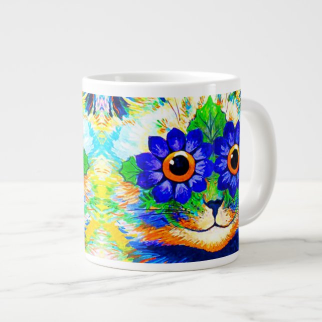 Caneca De Café Grande Olhos de Flor de Gato (Frente Esquerda)