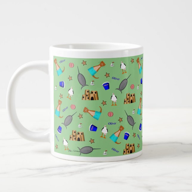Caneca De Café Grande Oliver The Otter Summer Beach Vacntern (Esquerda)