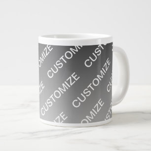 Caneca De Café Grande Ombre & Padrão de Texto (cor mutável) Cinza