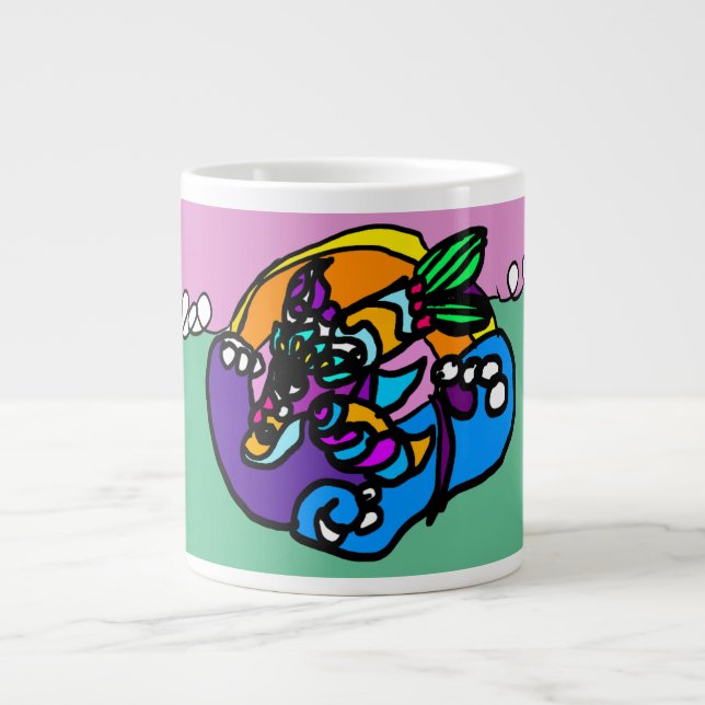 Caneca De Café Grande Onda de golfinho  (Frente)