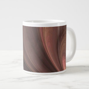 Caneca De Café Grande Ondas de Areia Macia Marrom e Rosa