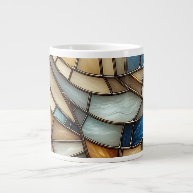 Caneca De Café Grande Ondas De Vidro Mantidas (Frente)