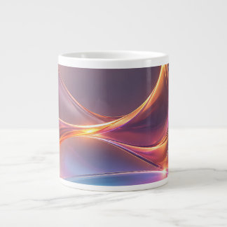 Caneca De Café Grande Ondas Líquidas Abstratas Multicoloridas Neon Brilh