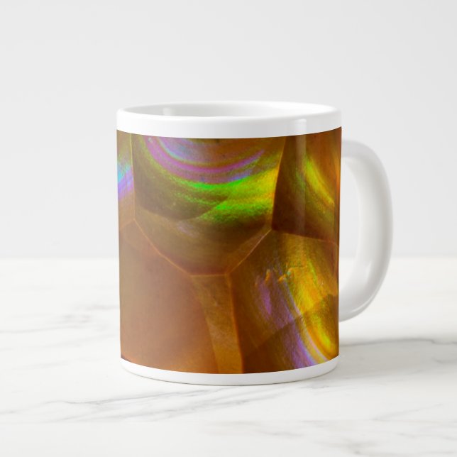 Caneca De Café Grande Opala de fogo laranja iridescente (Frente Esquerda)