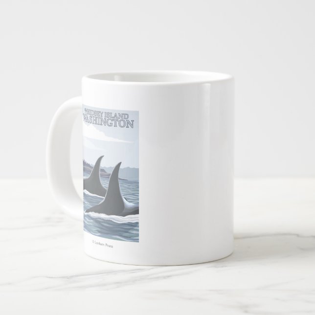 Caneca De Café Grande Orca Whales #1 - Whidbey, Washington (Frente Esquerda)