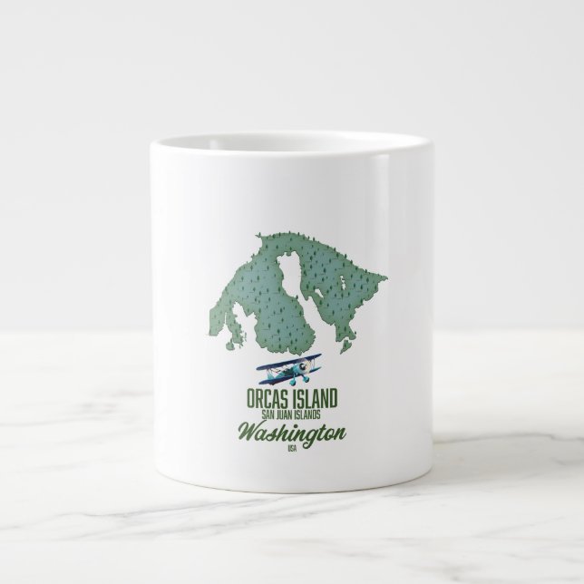 Caneca De Café Grande Orcas Island, Washington, EUA map (Frente)