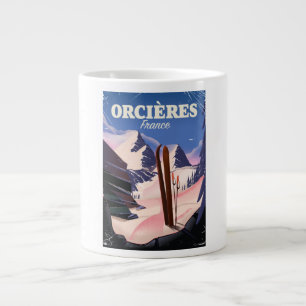 Caneca De Café Grande ORCIÈRES france ski poster