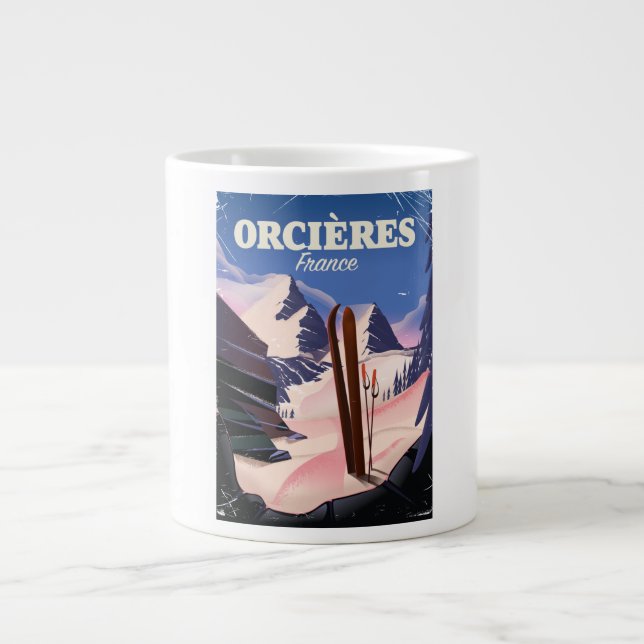 Caneca De Café Grande ORCIÈRES france ski poster (Frente)