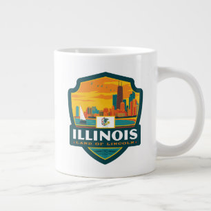 Caneca De Café Grande Orgulho de Estado Illinois