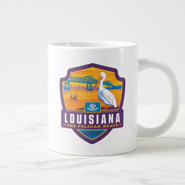 Caneca De Café Grande Orgulho Estatal | Louisiana (Direita)
