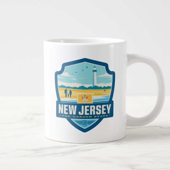 Caneca De Café Grande Orgulho Estatal | Nova Jersey (Direita)