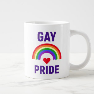 Caneca De Café Grande Orgulho gay Coração e arco-íris
