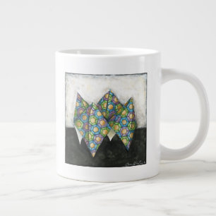 Caneca De Café Grande Origami Fortune Teller em Papel Geométrico