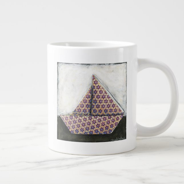 Caneca De Café Grande Origami Sailboat no papel Star Design (Direita)