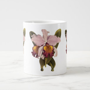 Caneca De Café Grande Orquídea de Cattleya Roxo Vintage, Flores Tropica