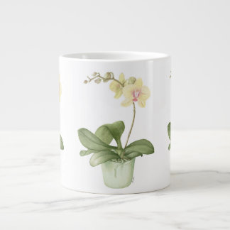 Caneca De Café Grande Orquídea em Pote Verde na Caneca Grande Botânica