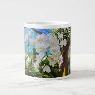 Caneca De Café Grande Orquídeas Brancas - Mug Especialmente