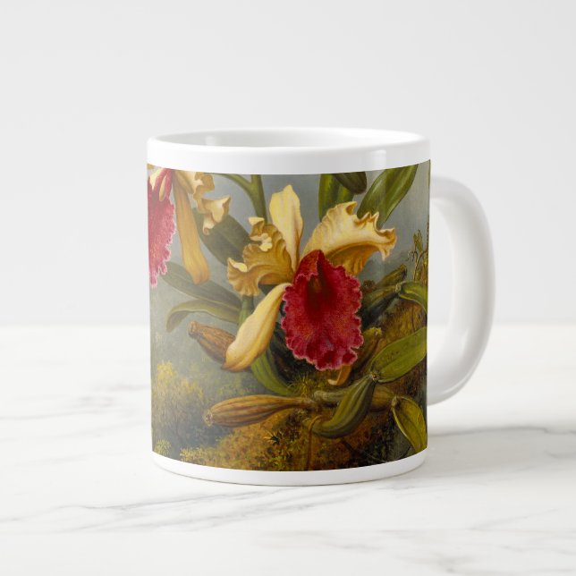 Caneca De Café Grande Orquídeas e Cabeça de Beija-flor (Frente Esquerda)