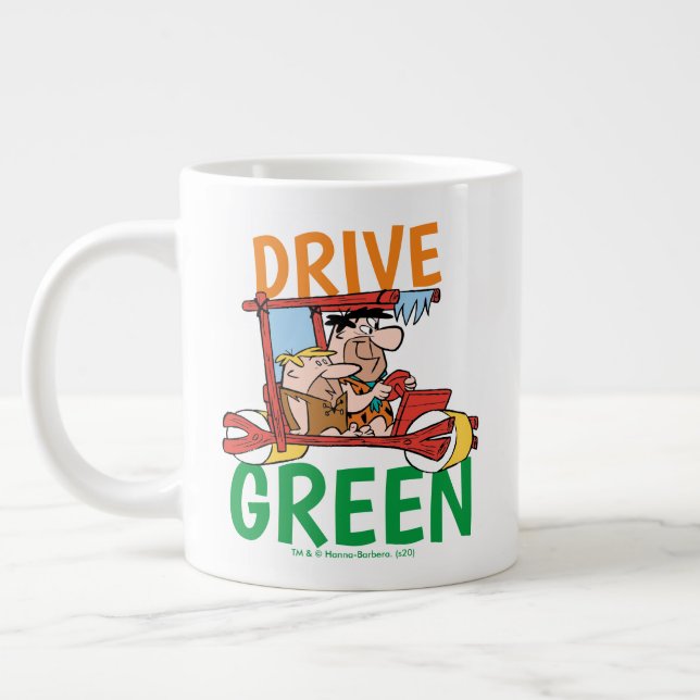Caneca De Café Grande Os Flintstones | Fred & Barney - Drive Green (Esquerda)