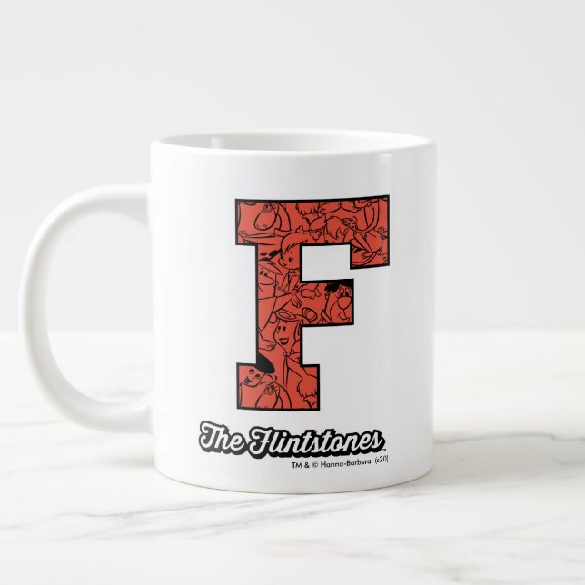 Caneca De Café Grande Os Flintstones | Monograma de estilo colegial (Esquerda)