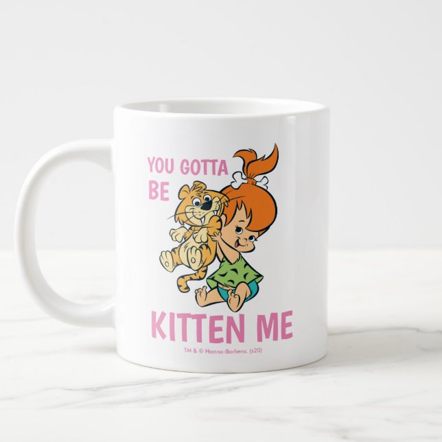 Caneca De Café Grande Os Flintstones | Pebbles e seu tigre (Esquerda)