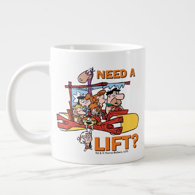 Caneca De Café Grande Os Flintstones | Precisa De Um Elevador? (Esquerda)