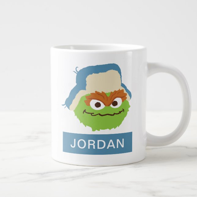 Caneca De Café Grande Oscar, o rosto do Grouch Woodland | Adicione seu n (Direita)