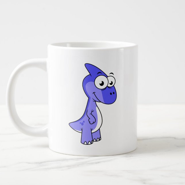 Caneca De Café Grande Ótima Ilustração De Um Dinossauro Parasaurolofico. (Esquerda)