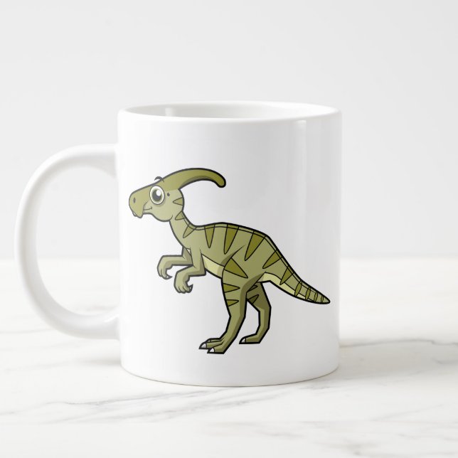 Caneca De Café Grande Ótima Ilustração De Um Dinossauro Parasaurolofico. (Esquerda)