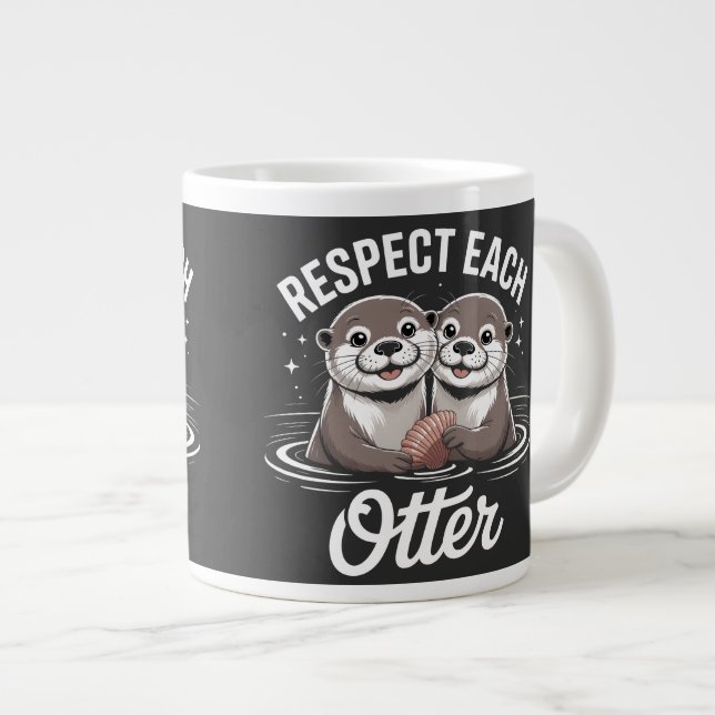 Caneca De Café Grande Otter Respect Each Other Funny (Frente Esquerda)