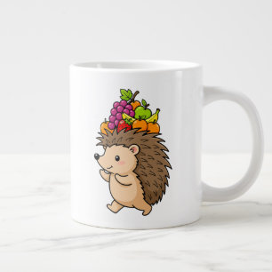 Caneca De Café Grande ouriço fofo carregando frutas frescas