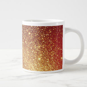 Caneca De Café Grande Ouro com trilha de espumação em fundo vermelho vib