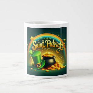 Caneca De Café Grande Ouro cotovelo colorido Dia de São Patrício