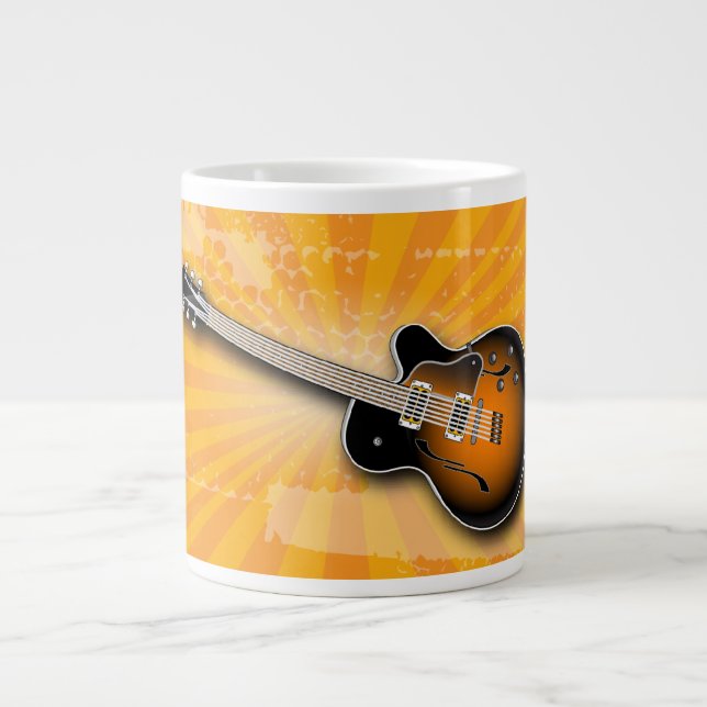 Caneca De Café Grande Ouro Grunge Burst Guitar Specialty Mug (Frente)