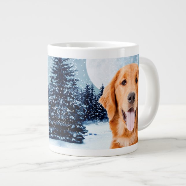 Caneca De Café Grande Ouro Retriever Jumbo Mug (Frente Esquerda)