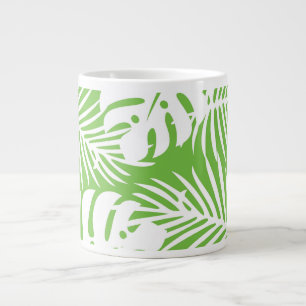 Caneca De Café Grande outono tropical, padrões de folhas de verão