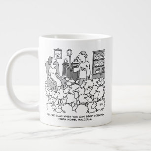 Caneca De Café Grande Oveleiro trabalhando de casa com sua ovelha