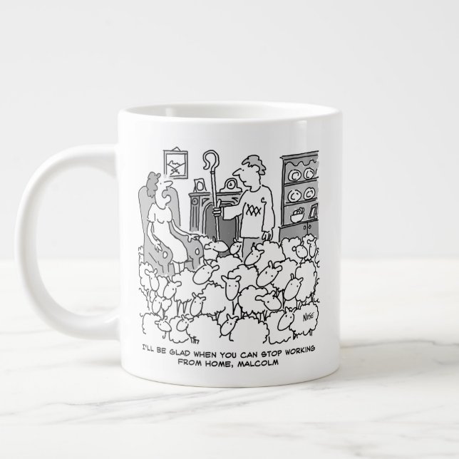 Caneca De Café Grande Oveleiro trabalhando de casa com sua ovelha (Esquerda)