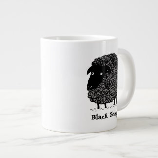 Caneca De Café Grande Ovinos Pretos com Texto Personalizado