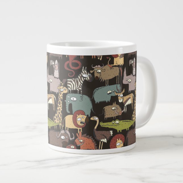 Caneca De Café Grande Padrão Africano de Animais (Frente Esquerda)