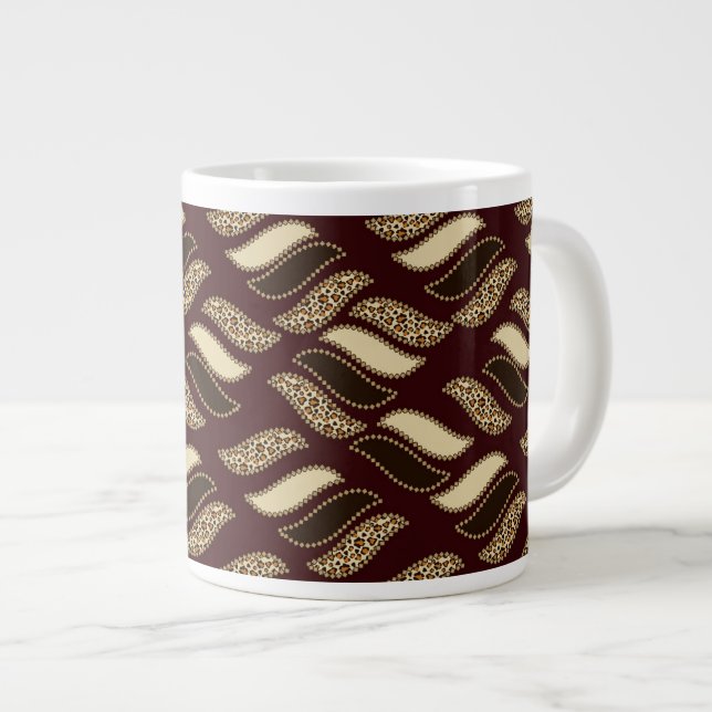 Caneca De Café Grande Padrão africano de pele de chita 2 (Frente Esquerda)