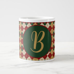 Caneca De Café Grande Padrão argyle clássico de Natal/inverno