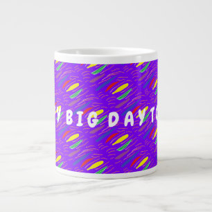 Caneca De Café Grande Padrão artístico em roxo quebradiço