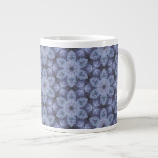 Caneca De Café Grande Padrão Azul (Frente Esquerda)