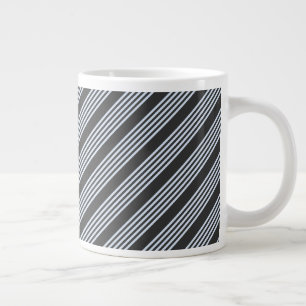 Caneca De Café Grande Padrão azul claro e carvão cinco faixas