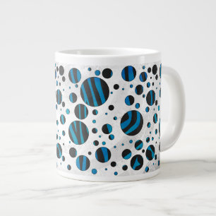 Caneca De Café Grande Padrão bolinhas Zebra Preto e Azul
