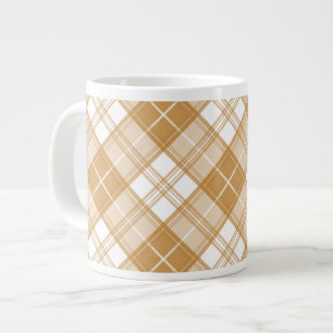 Caneca De Café Grande Padrão Brown White Tartan yxm0uat9