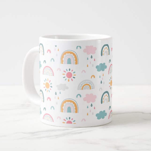 Caneca De Café Grande Padrão Climático Bastante (Frente Esquerda)