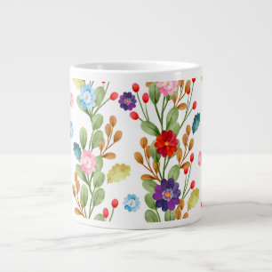 Caneca De Café Grande Padrão Colorido das Flores de Água- 67488